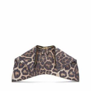 Emily Cho Leather Real Leopard Clutch Purse Bag